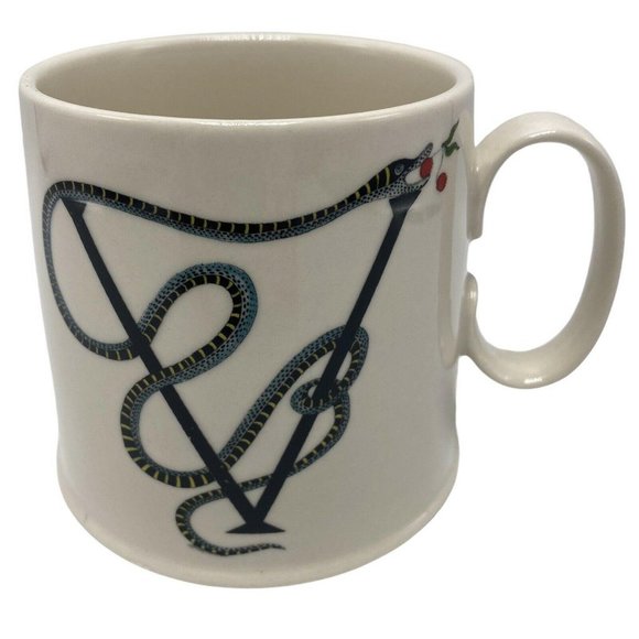 Anthropologie Florence Balducci Letter V Viper Coffee Mug White Black 16 oz - Picture 1 of 4